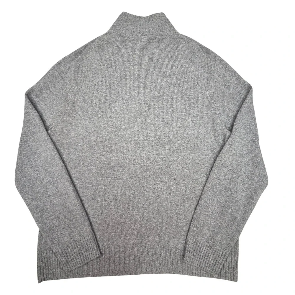 J.Crew‎ Sweater Mens XL Grey Merino Wool 1/4 Zip Pullover Mock Luxury Preppy
